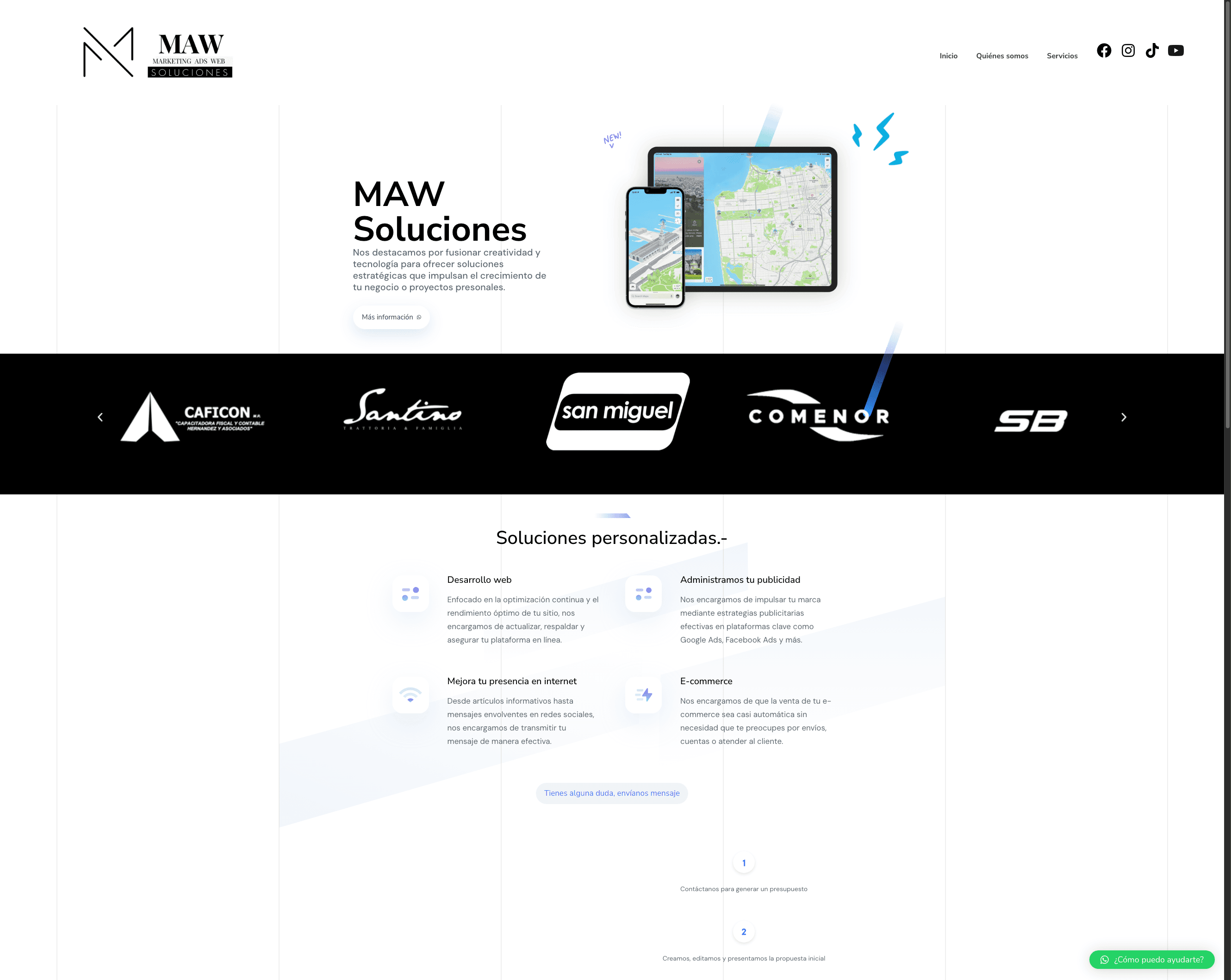 Página de inicio de MawSoluciones.com