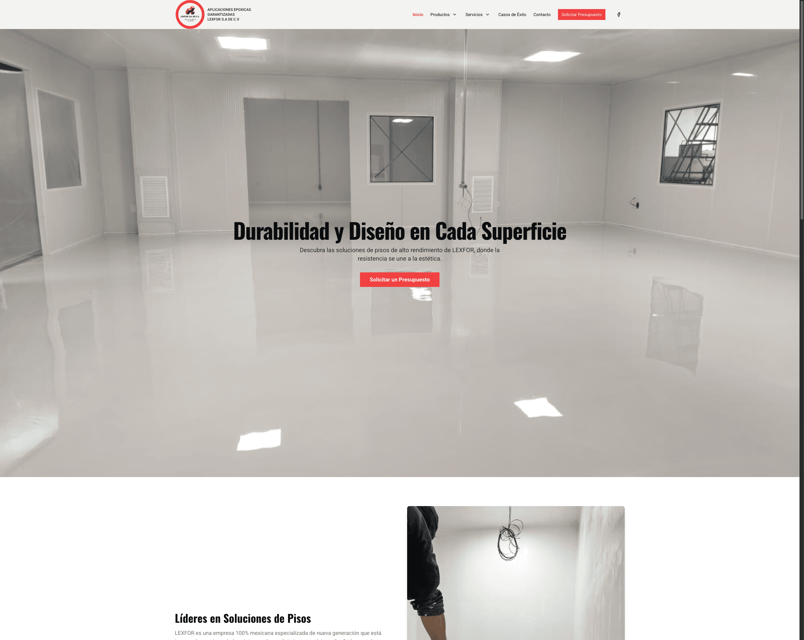Página de inicio de Pisos Epóxicos Lexfor