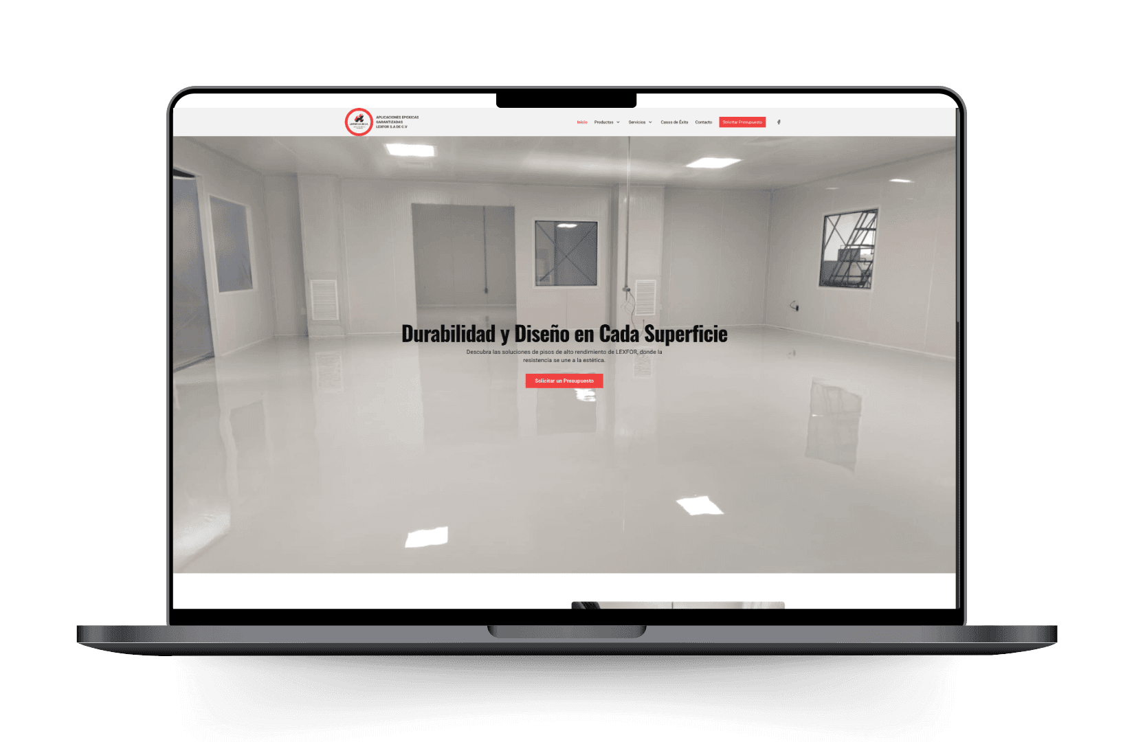 Mockup del sitio de Pisos Epóxicos Lexfor