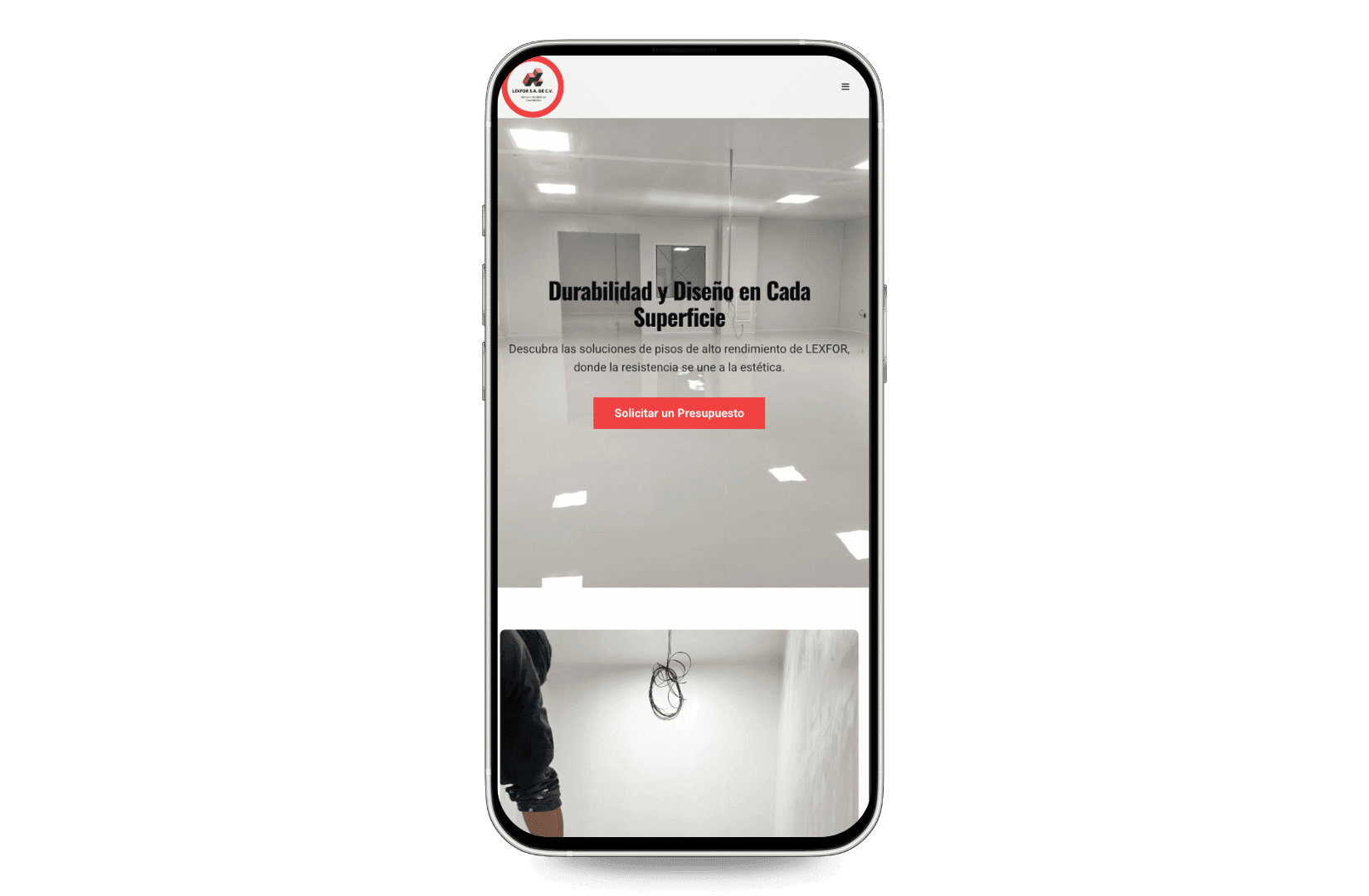 Mockup del sitio de Pisos Epóxicos Lexfor