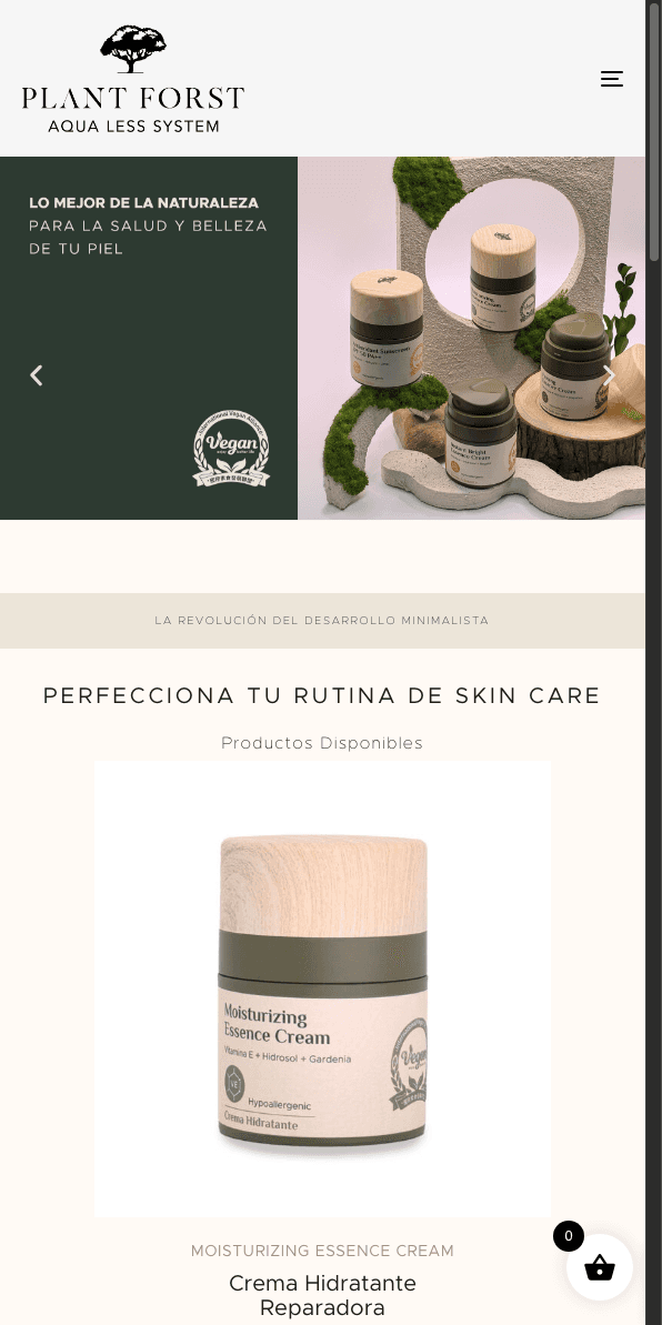 Sitio web de Plantforst.com en celular