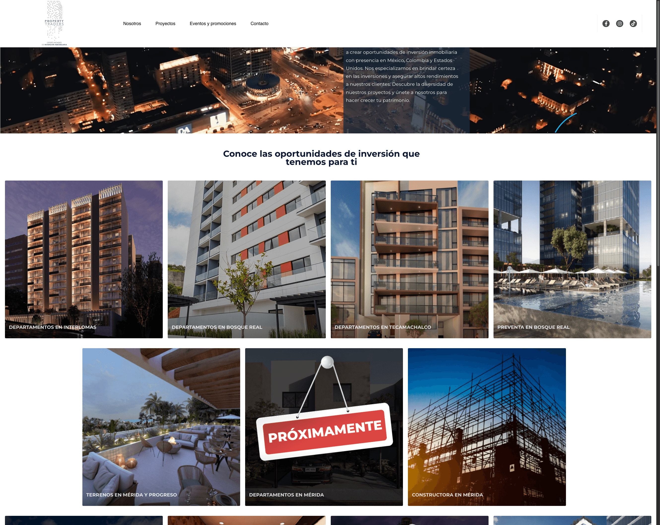 Página de inicio de Property Traders