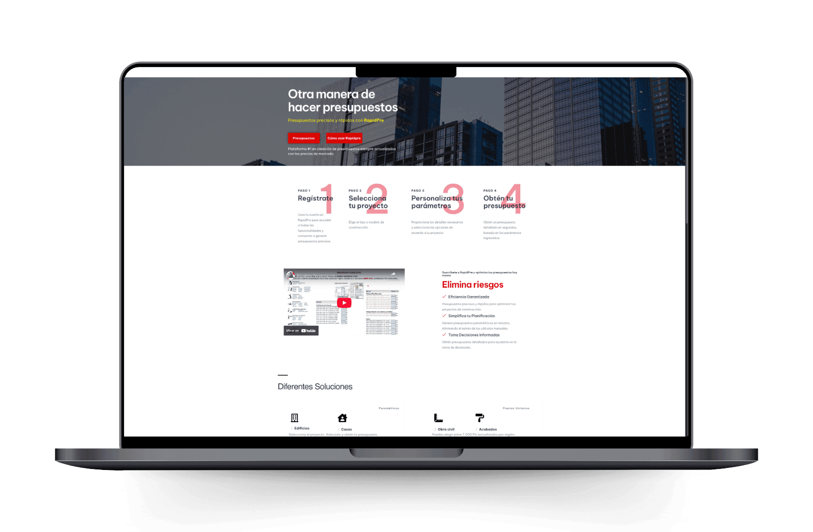 Mockup del sitio de RapidPre