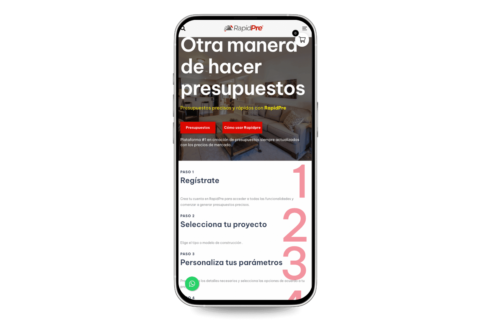 Mockup del sitio de RapidPre