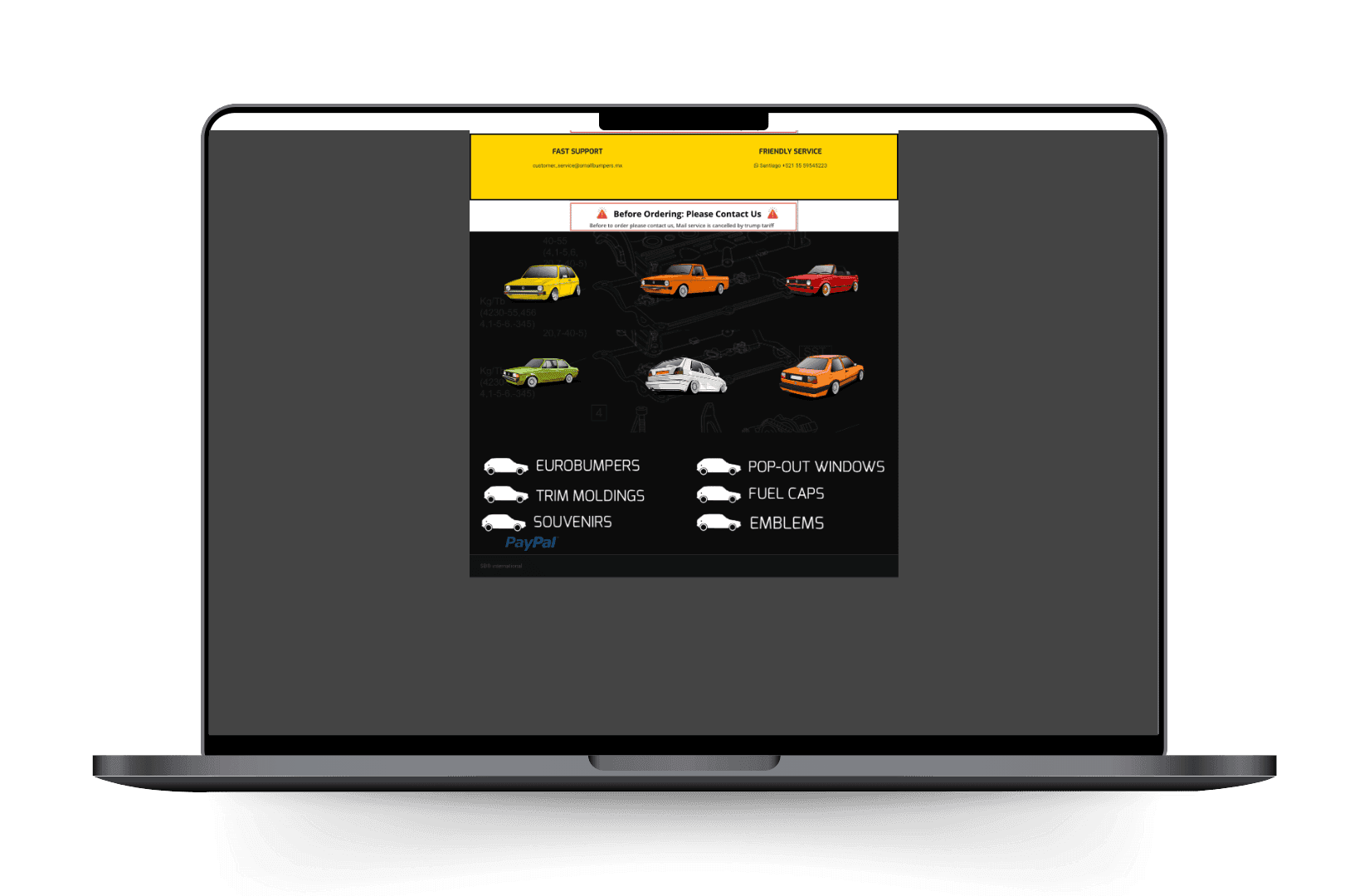 Mockup del sitio de Small Bumpers