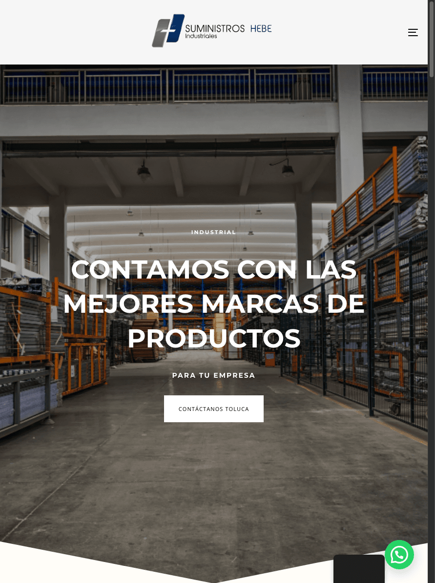 Sitio de Suministros Hebe en tablet