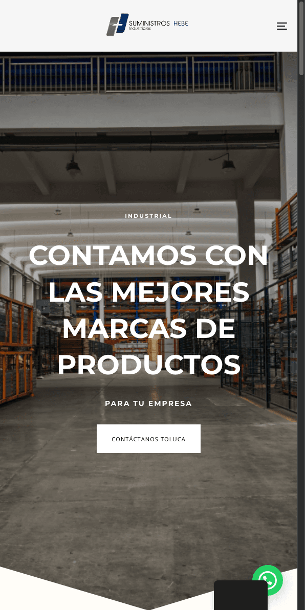 Sitio web de Suministros Hebe en celular