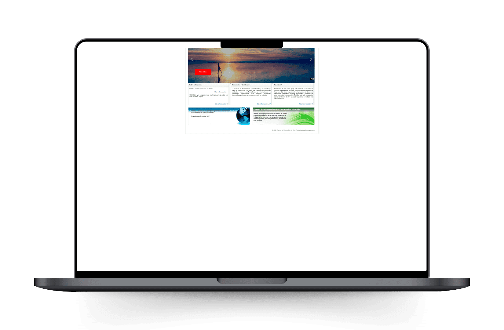 Mockup del sitio de Toshiba México