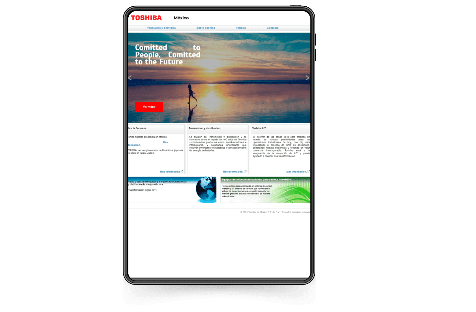 Mockup del sitio de Toshiba México