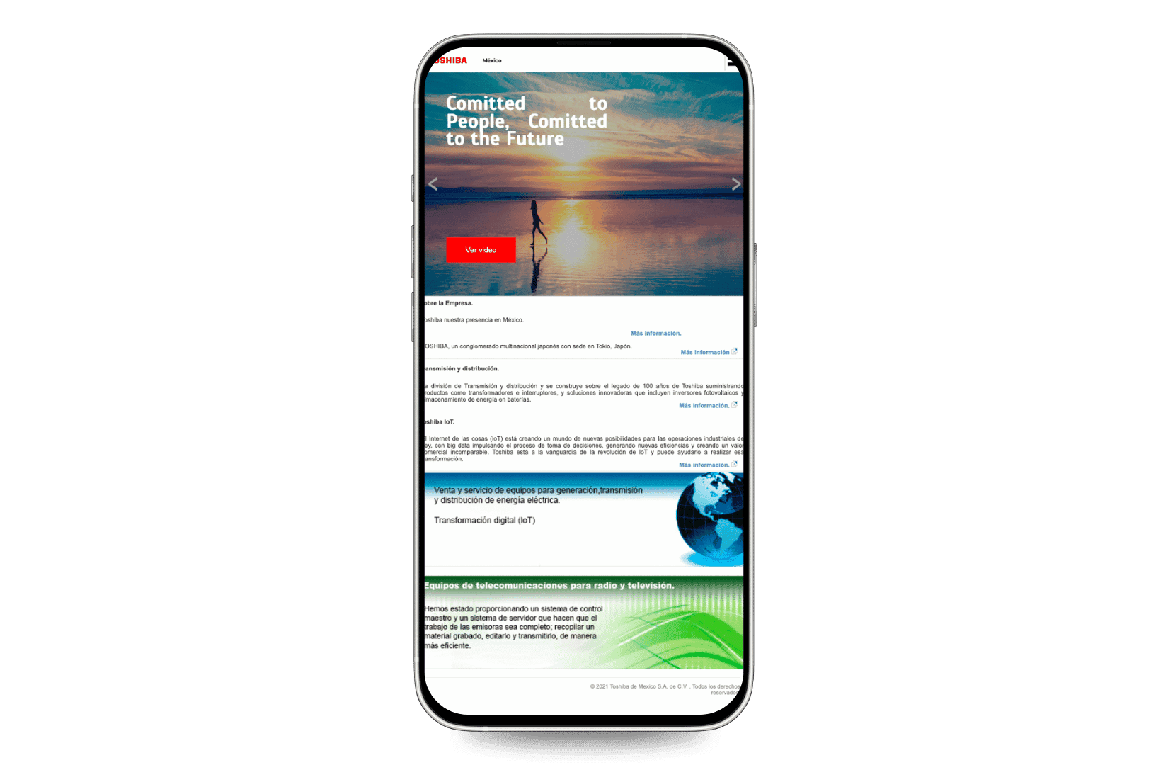 Mockup del sitio de Toshiba México