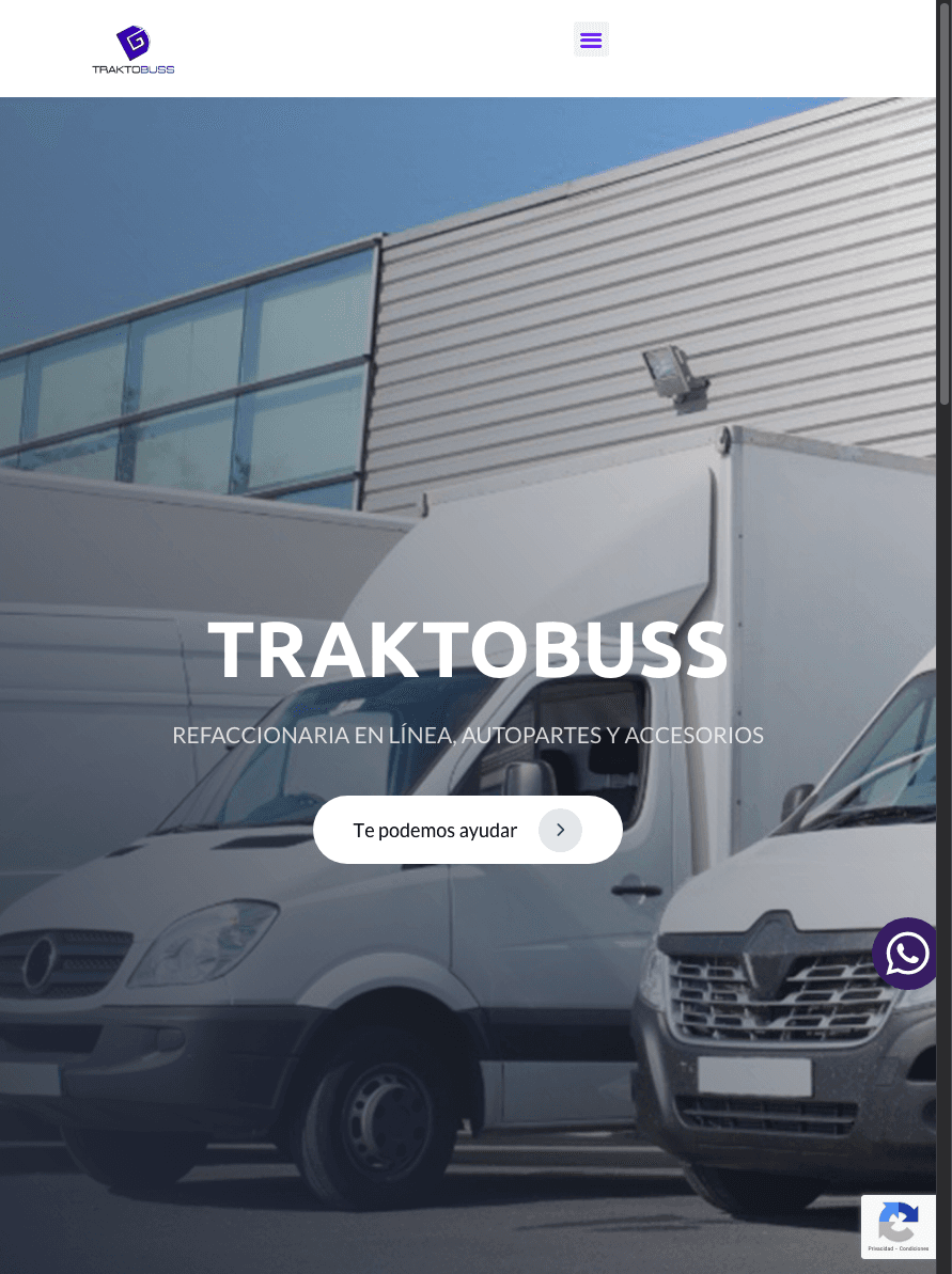 Sitio de Traktobuss en tablet