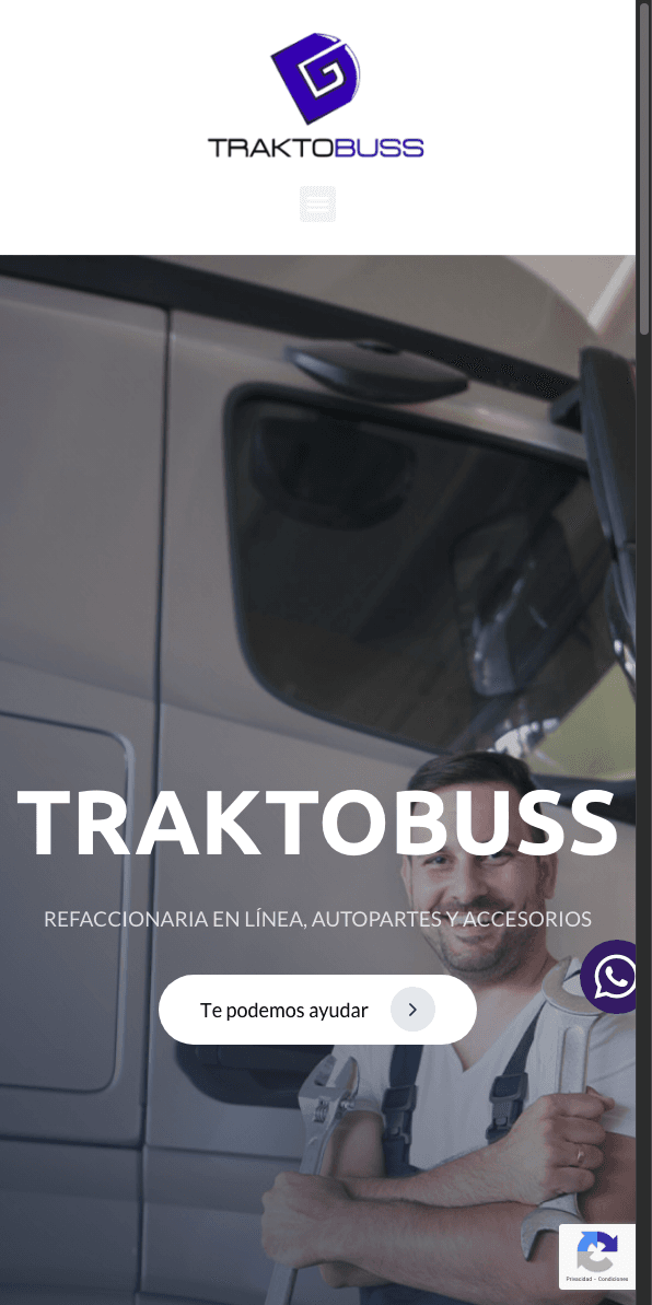 Sitio web de Traktobuss en celular