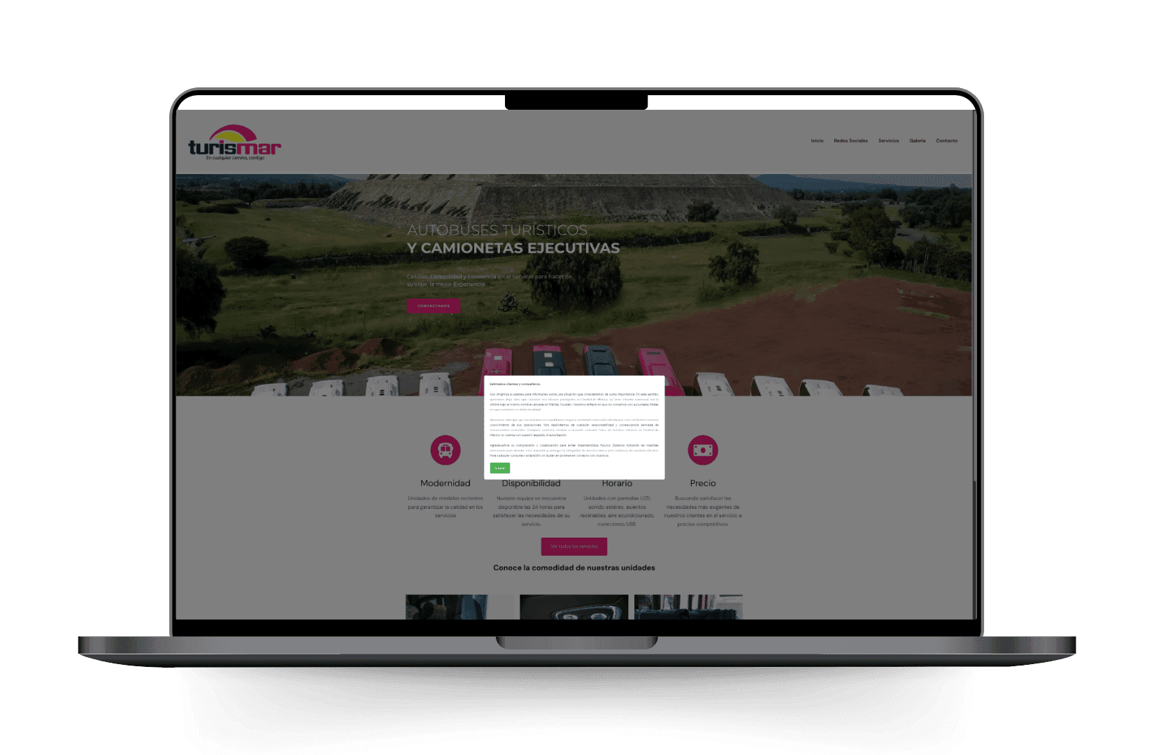 Mockup del sitio de Turismar