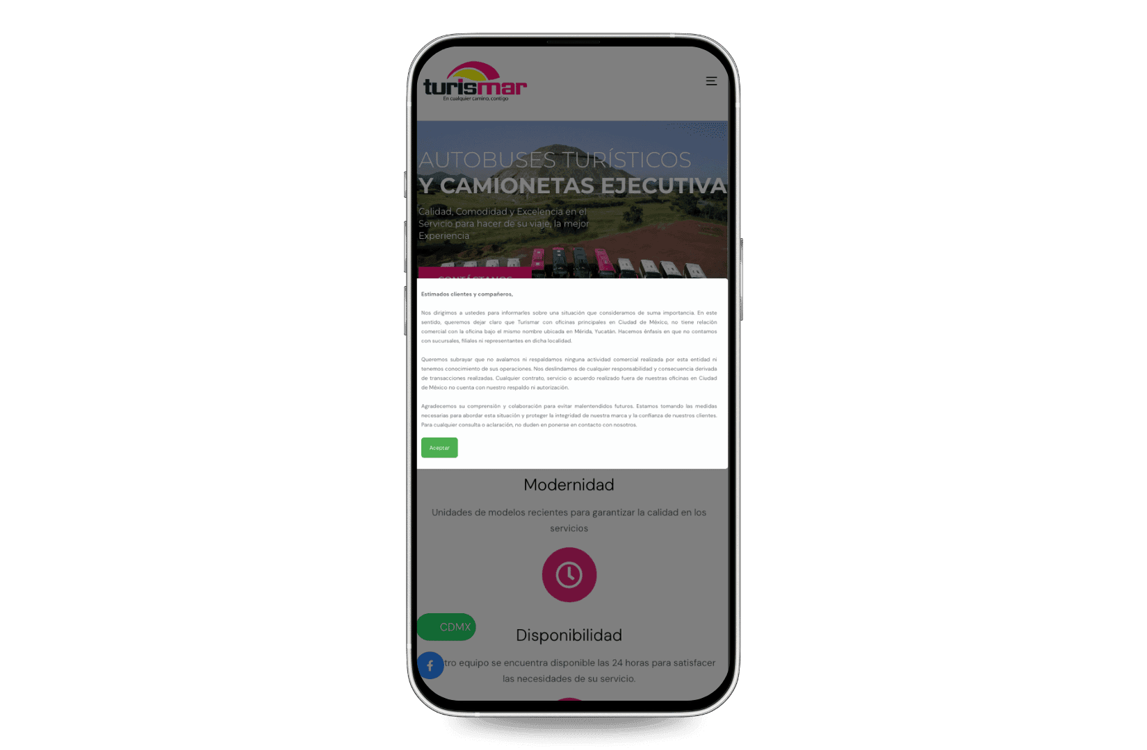 Mockup del sitio de Turismar