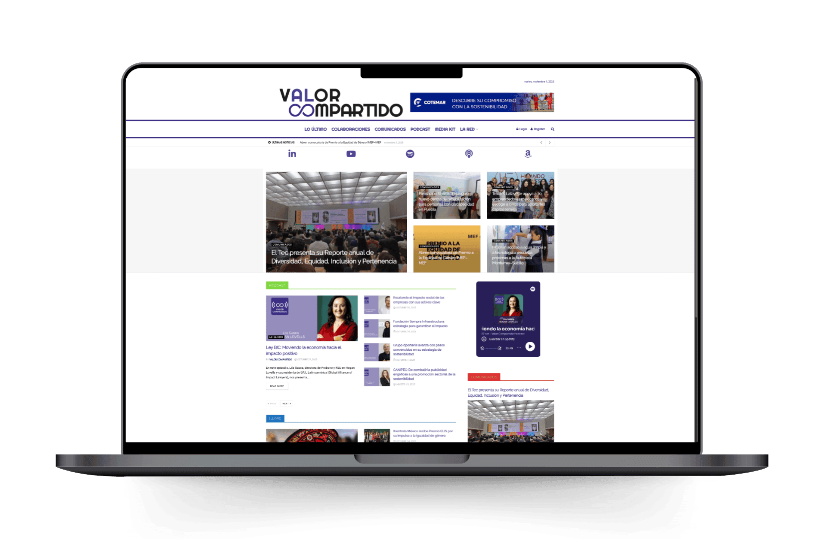 Mockup del sitio de Valor Compartido
