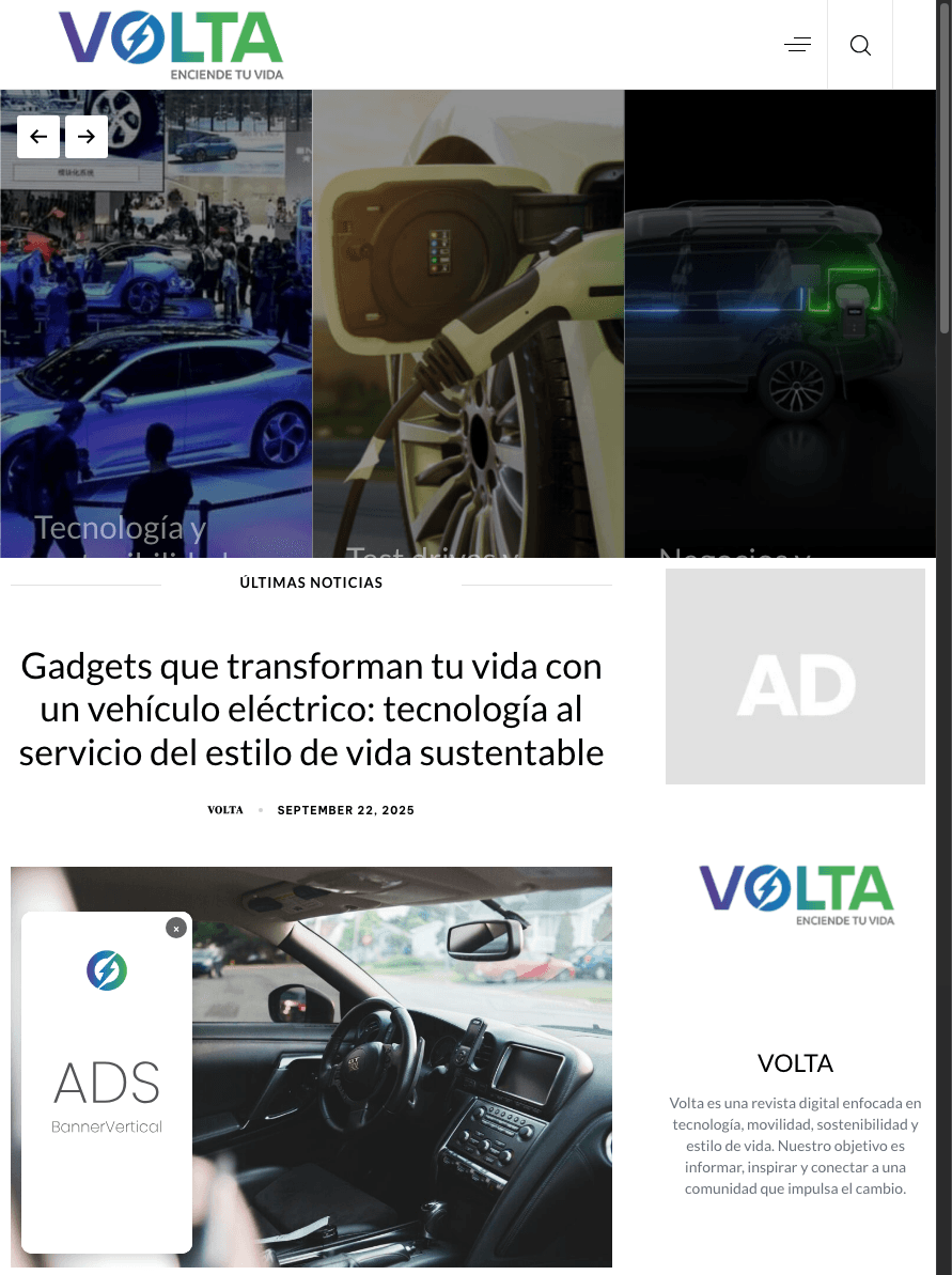 Sitio de Voltagroup en tablet