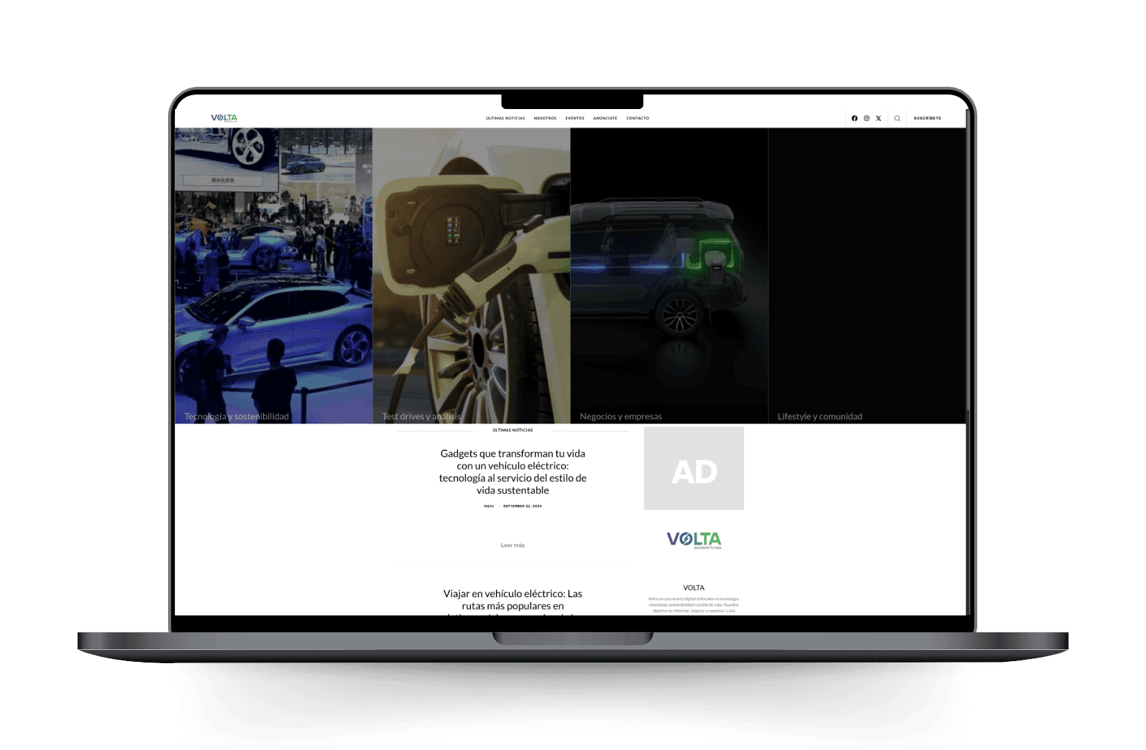Mockup del sitio de Voltagroup