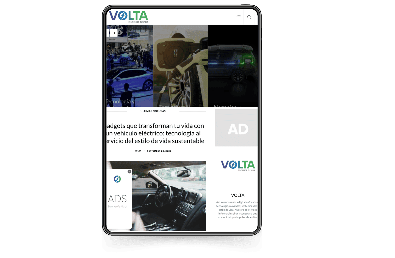 Mockup del sitio de Voltagroup